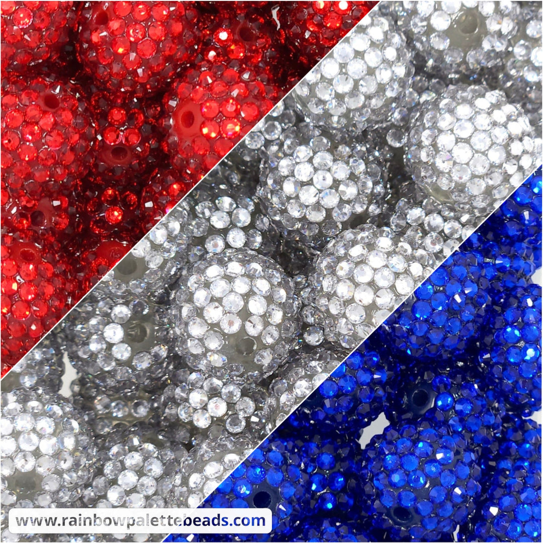 20mm USA Rhinestone Bead Mix (15 beads) - Beads