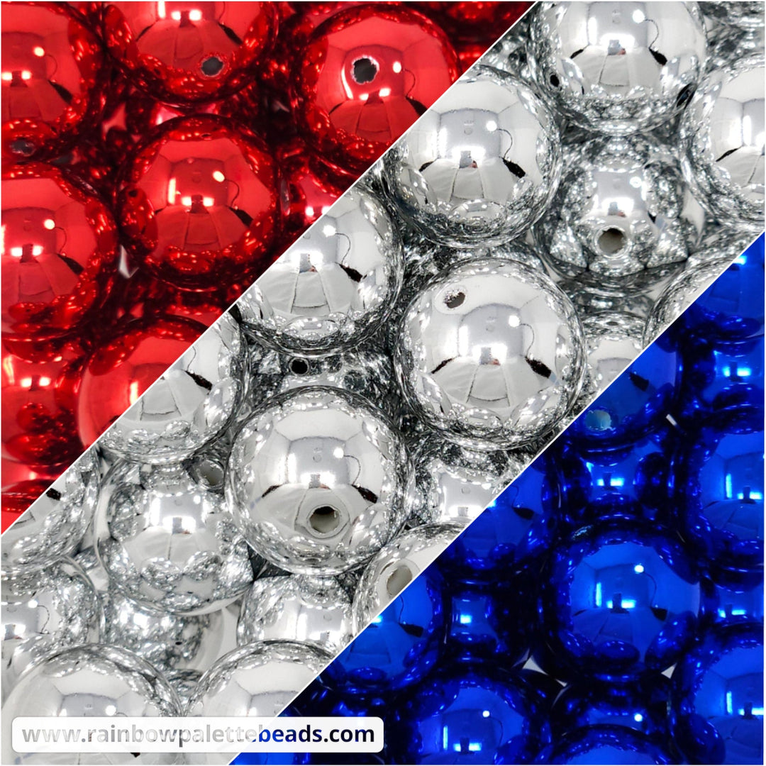 20mm USA UV Mirror Acrylic Bead Mix (15 beads) - Beads