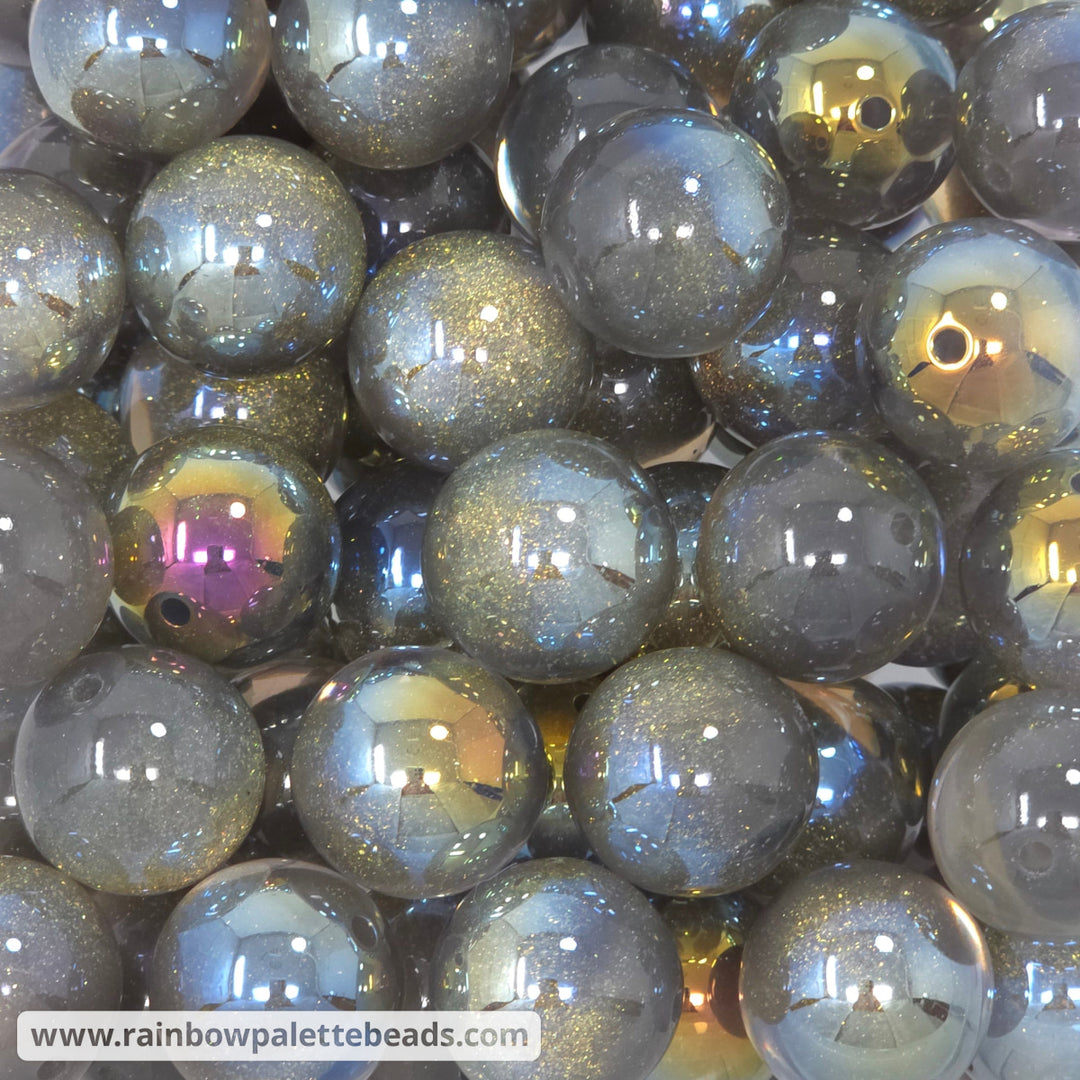 20mm UV/AB Gray Glitter Core Acrylic Beads - Beads
