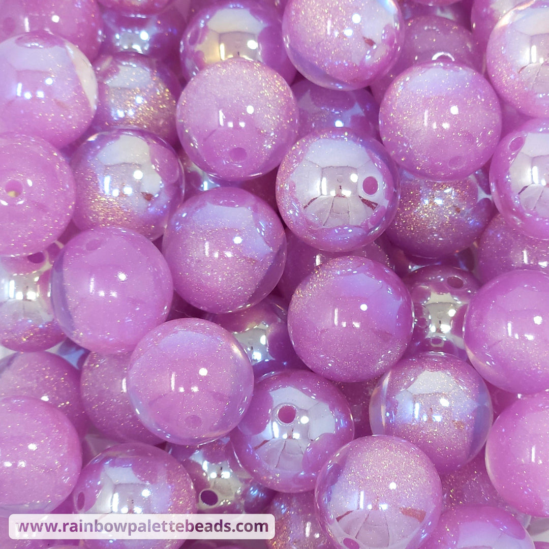 20mm UV/AB Lilac Purple Glitter Core Acrylic Beads - Beads