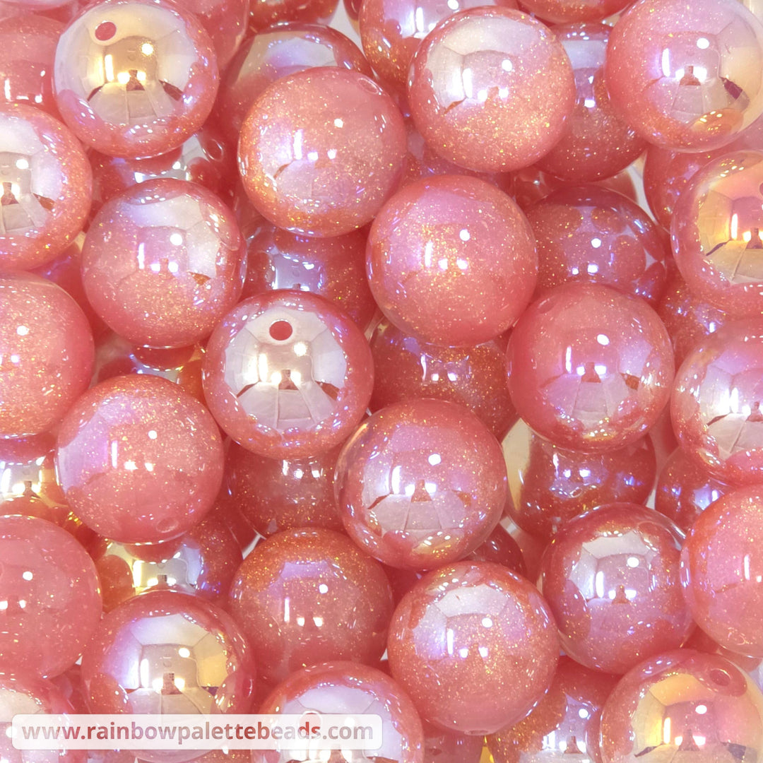 20mm UV/AB Peach Champagne Glitter Core Acrylic Beads - Beads