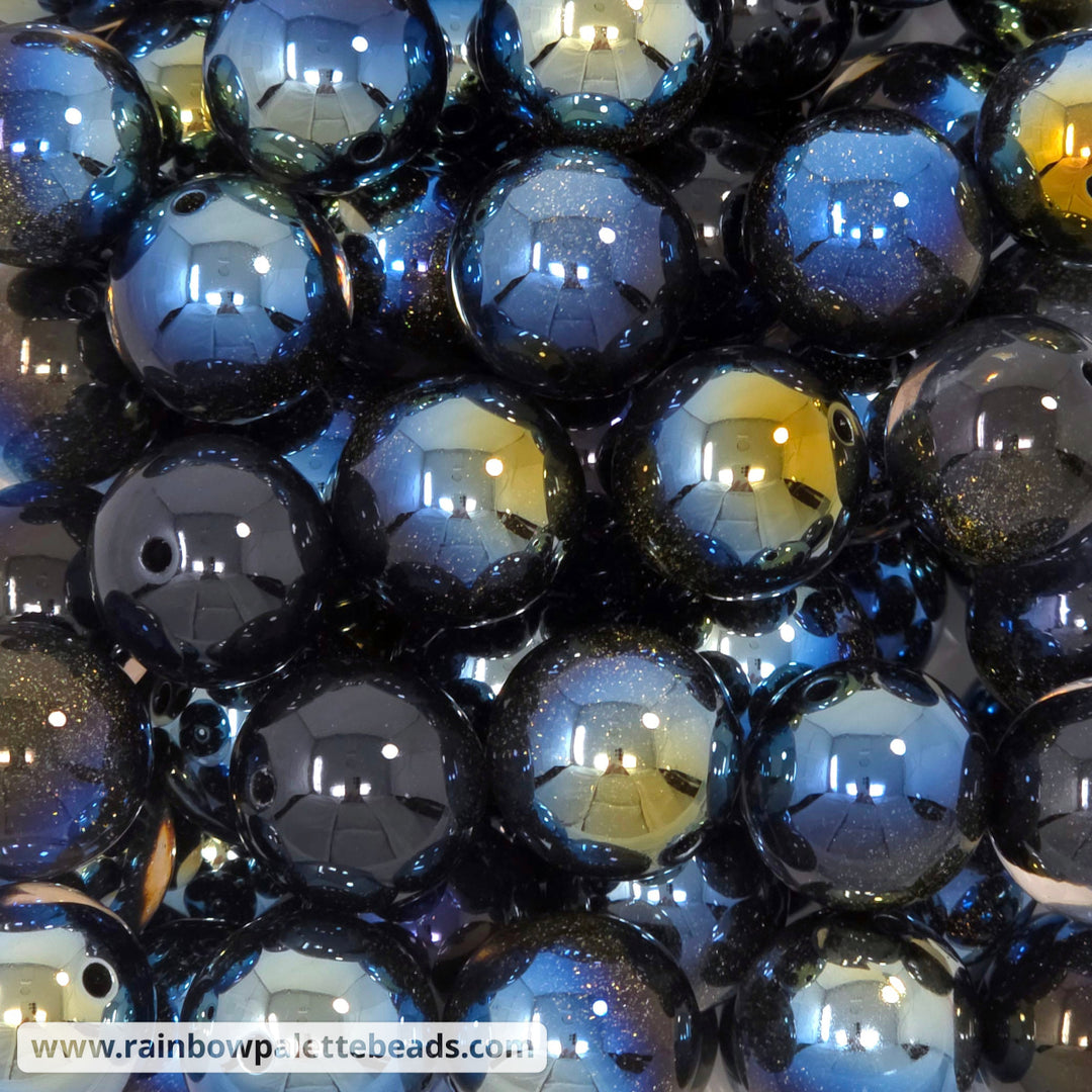 20mm UV/AB Starry Night Black Glitter Core Acrylic Beads - Beads