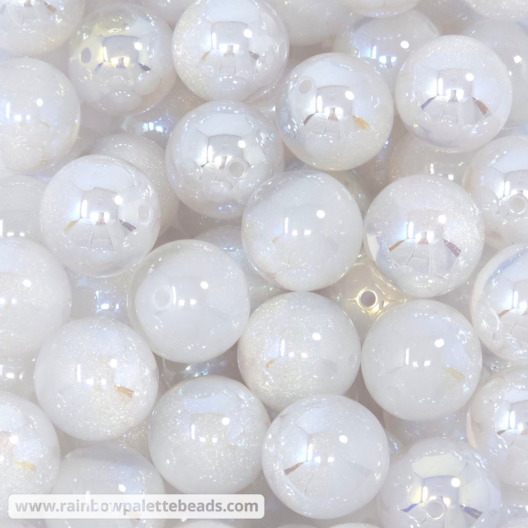 20mm UV/AB White Snow Glitter Core Acrylic Beads - Beads