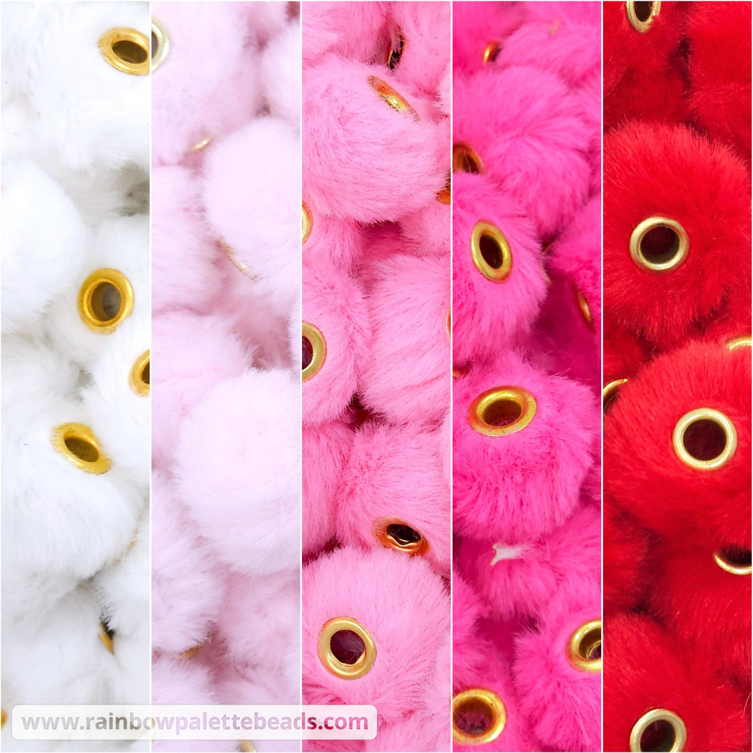 20mm Valentine’s Day Furry Fuzzy Abacus Spacer Bead Mix (30 beads) Beads