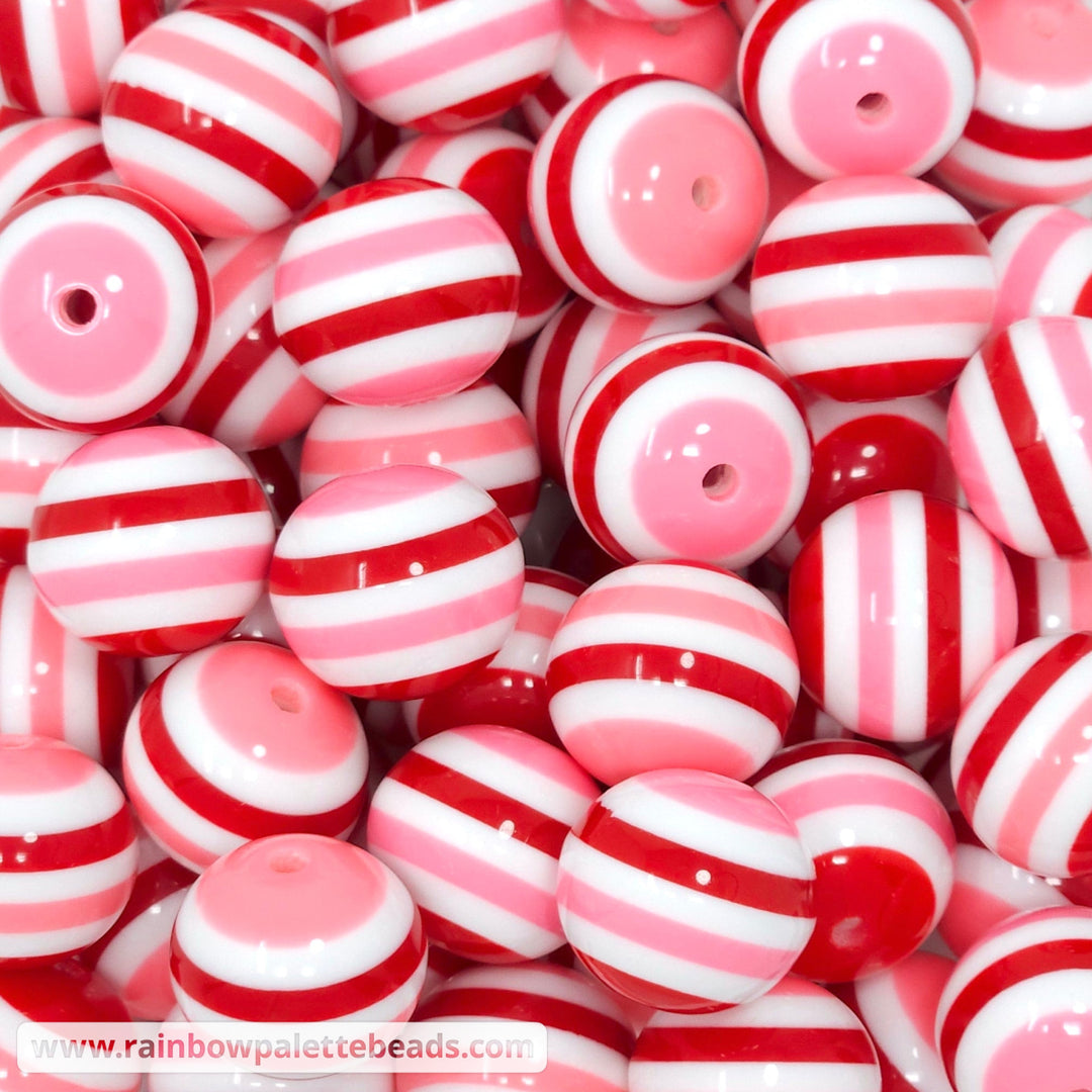 20mm Valentine’s Day Stripe Acrylic Beads Beads