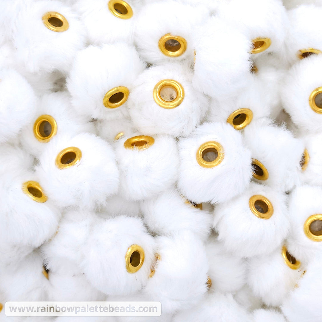 20mm White Furry Fuzzy Abacus Spacer Beads Beads
