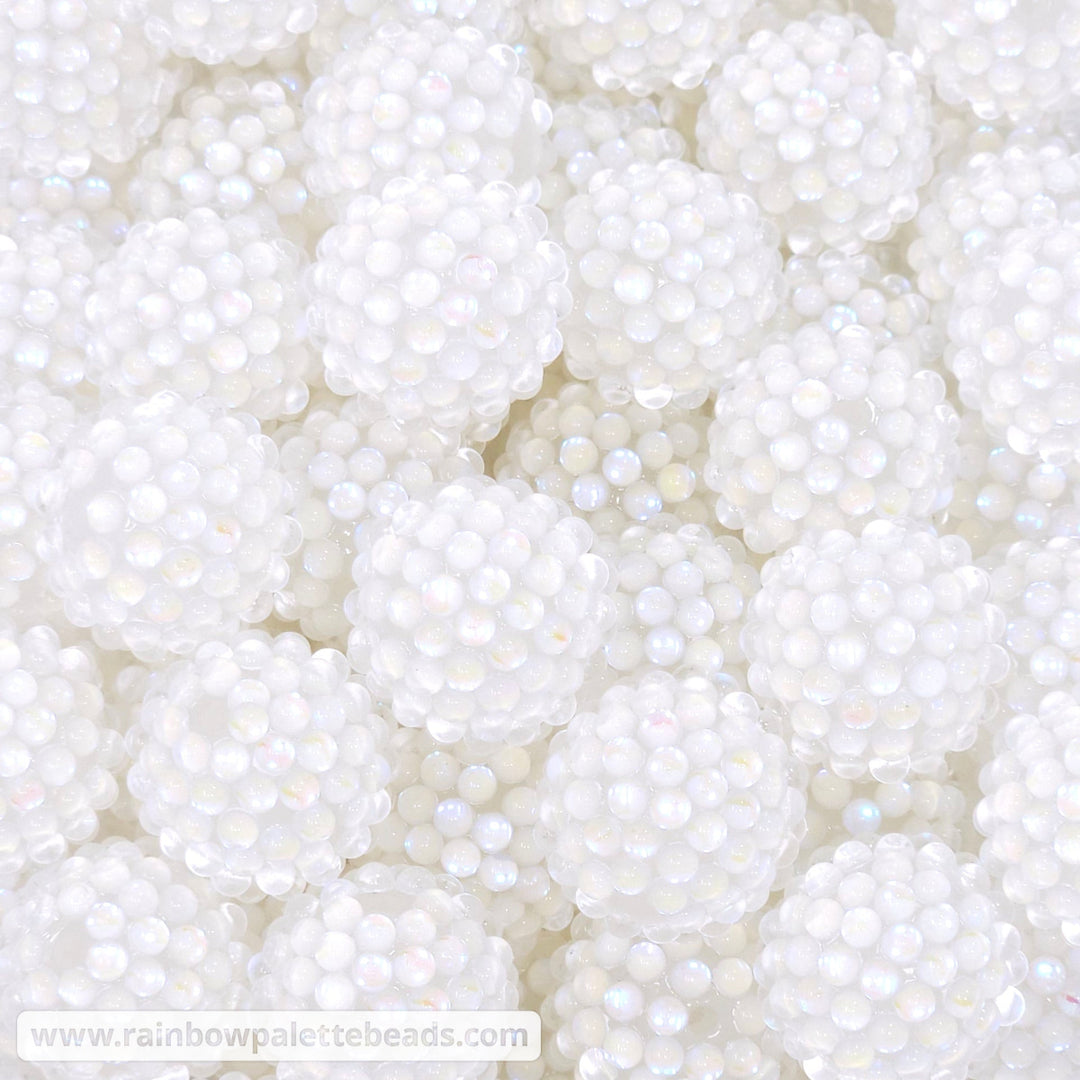 20mm White Iridescent Illusion Berry Rhinestone Acrylic Beads Beads