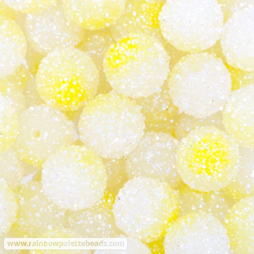 20mm Yellow Half Acrylic Sugar Beads **Discontinued** Beads