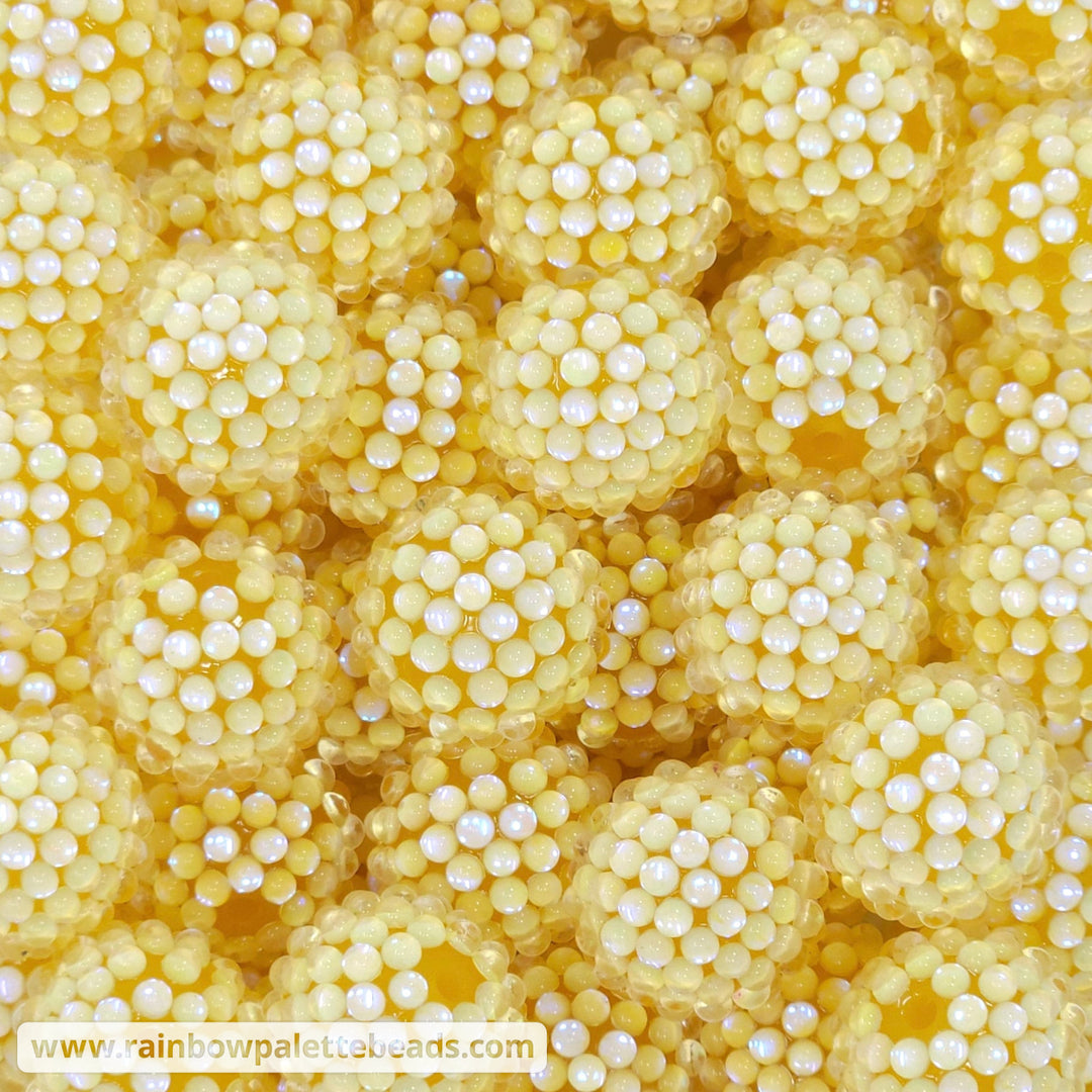 20mm Yellow Iridescent Illusion Berry Rhinestone Acrylic Beads Beads