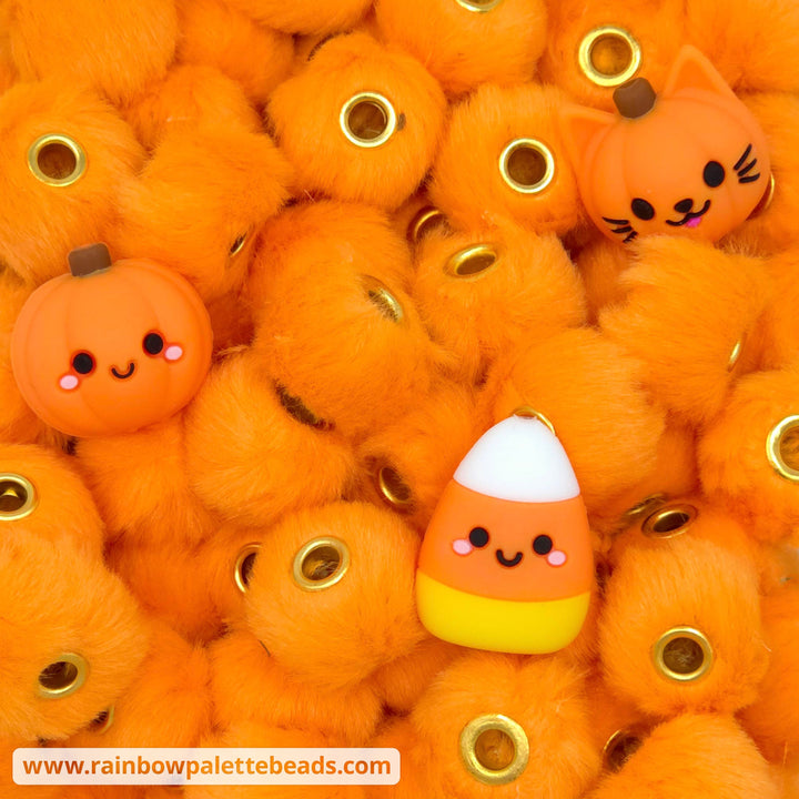 20mm Yellow-Orange Furry Fuzzy Abacus Spacer Beads - Beads