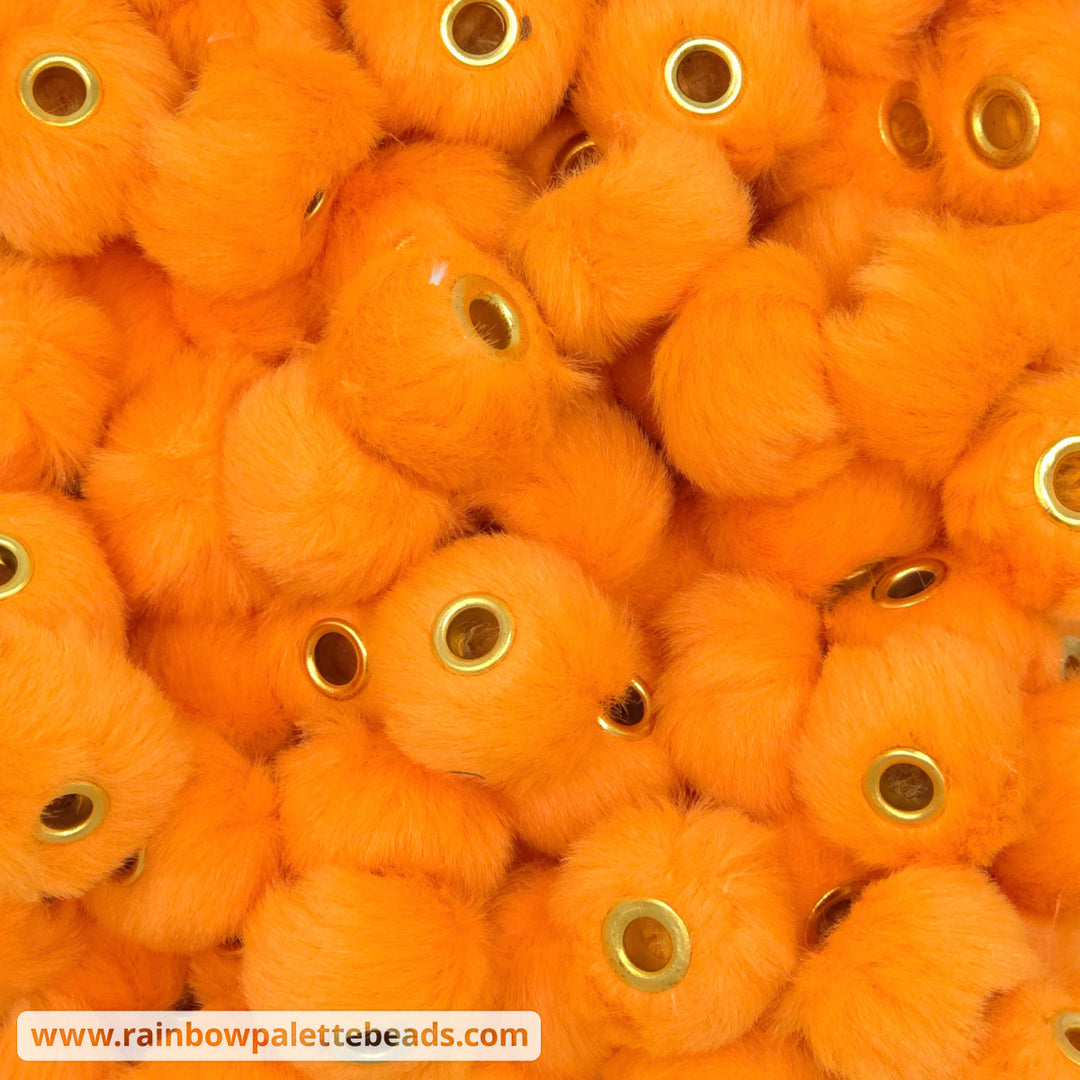 20mm Yellow-Orange Furry Fuzzy Abacus Spacer Beads - Beads