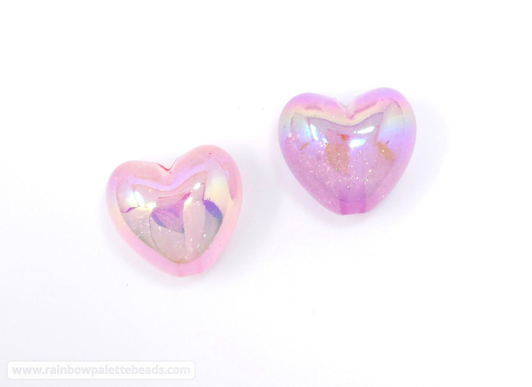 21mm AB Glitter Heart Acrylic Beads Beads
