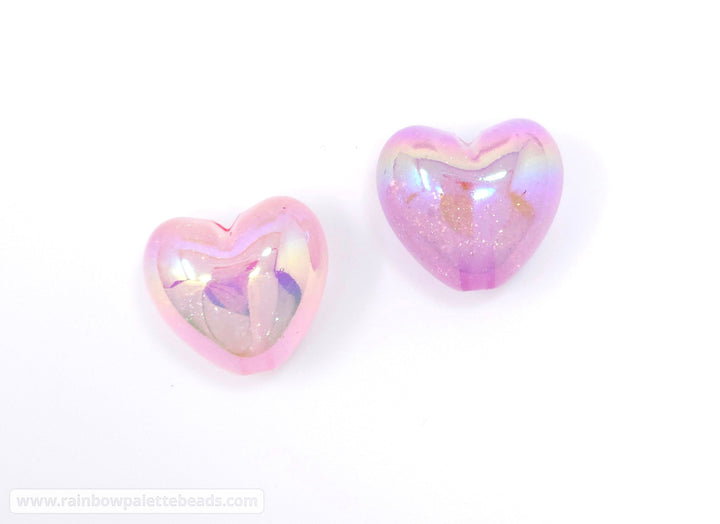 21mm AB Glitter Heart Acrylic Beads Beads