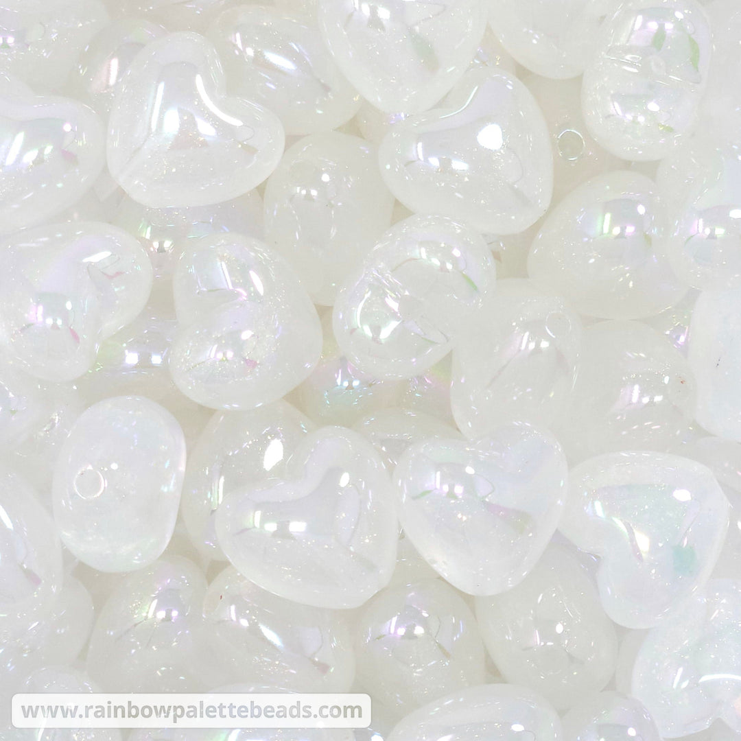 21mm AB Glitter Heart Acrylic Beads Clear Glitter Beads