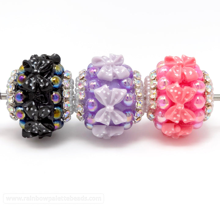 22mm Assorted Color Jewels Bows & Pearls Acrylic Rondelle Beads - Beads