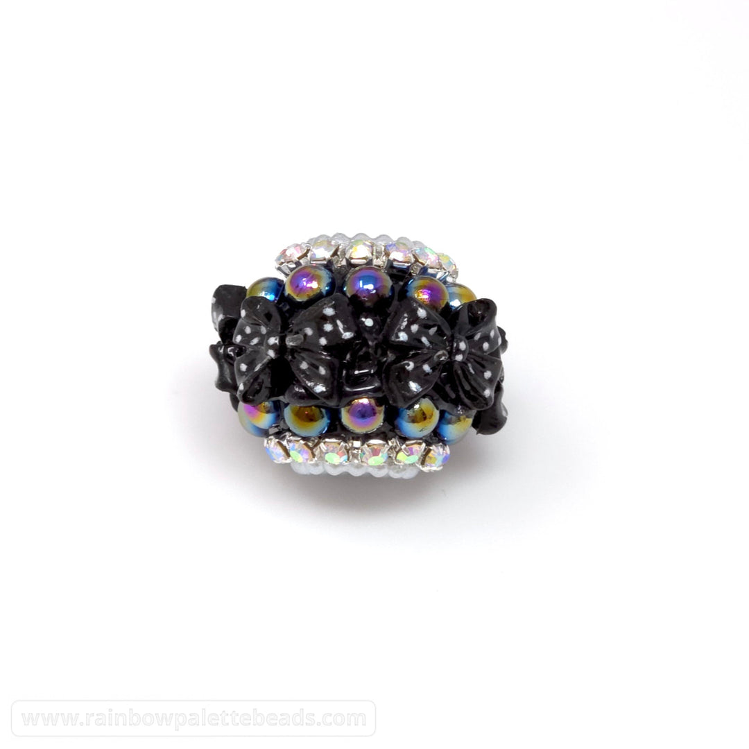 22mm Assorted Color Jewels Bows & Pearls Acrylic Rondelle Beads - Black - Beads