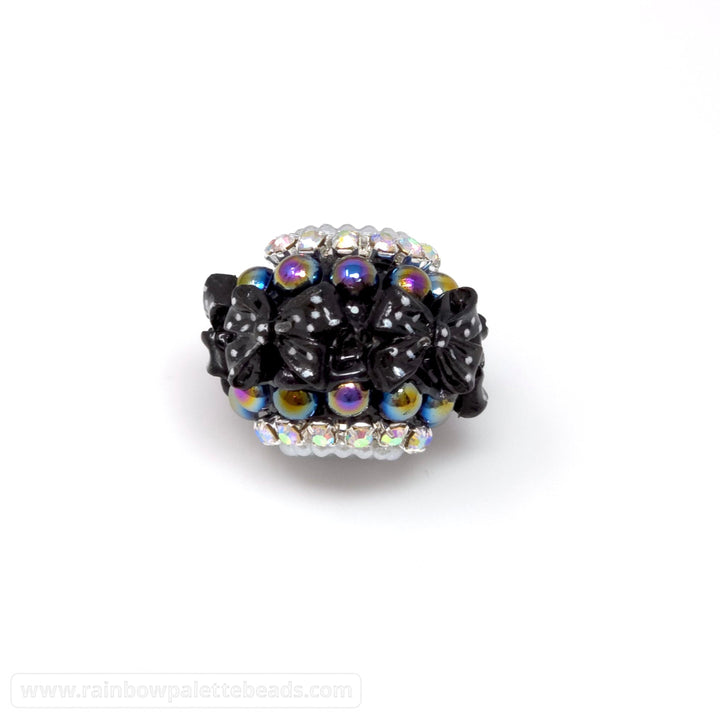 22mm Assorted Color Jewels Bows & Pearls Acrylic Rondelle Beads - Black - Beads
