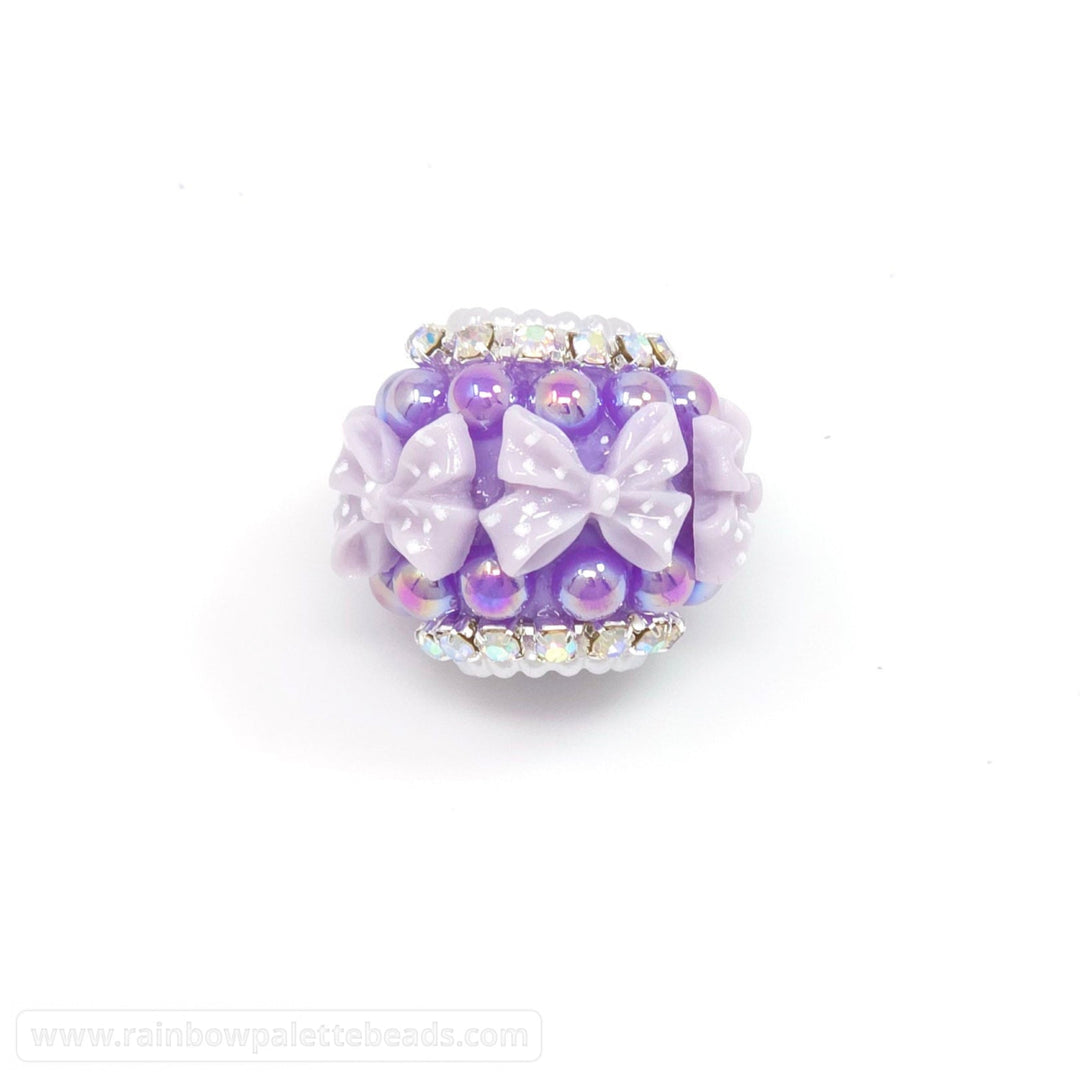 22mm Assorted Color Jewels Bows & Pearls Acrylic Rondelle Beads - Purple - Beads