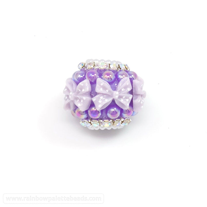 22mm Assorted Color Jewels Bows & Pearls Acrylic Rondelle Beads - Purple - Beads