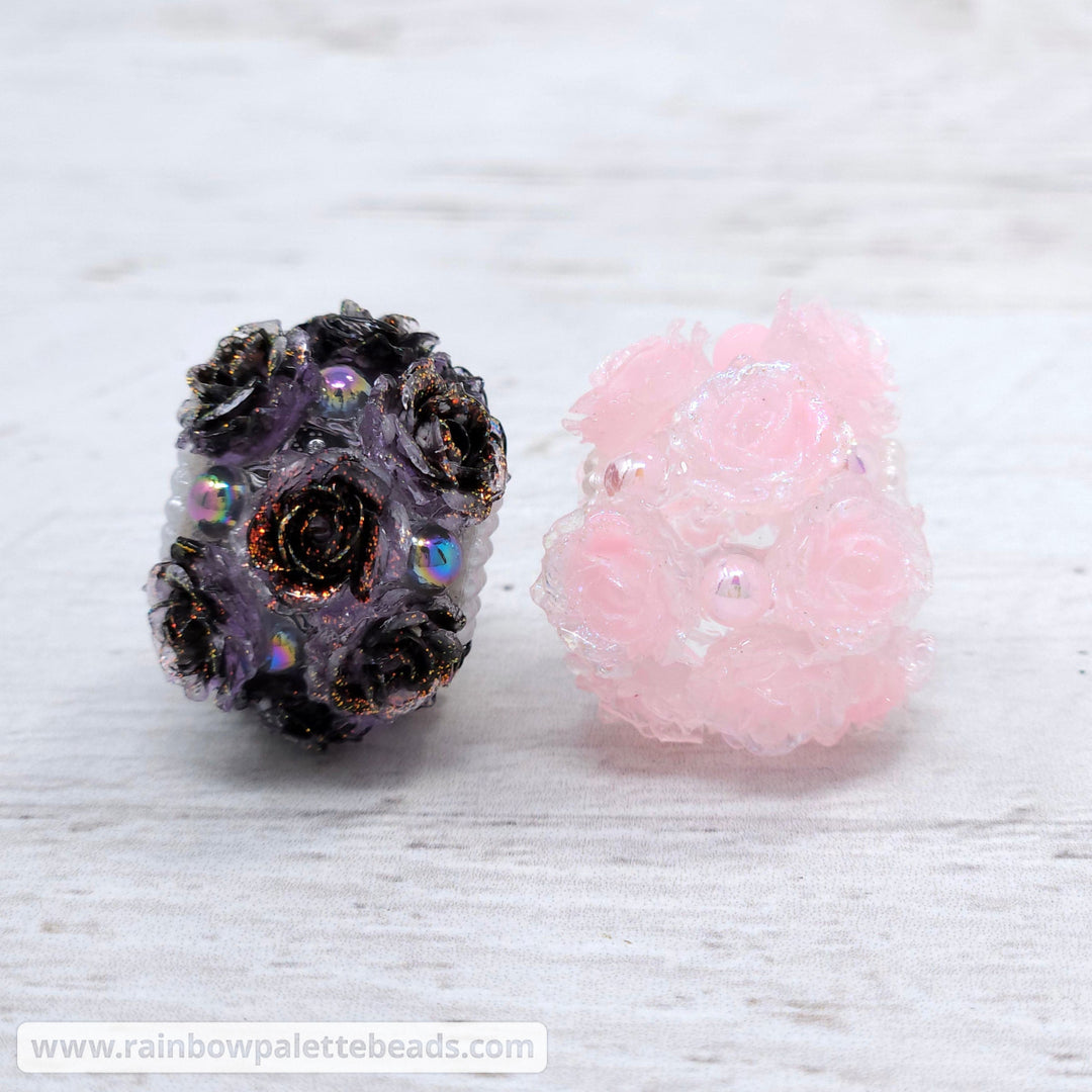 22mm Assorted Color Shimmer Rose & Pearl Acrylic Rondelle Spacer Beads - Beads