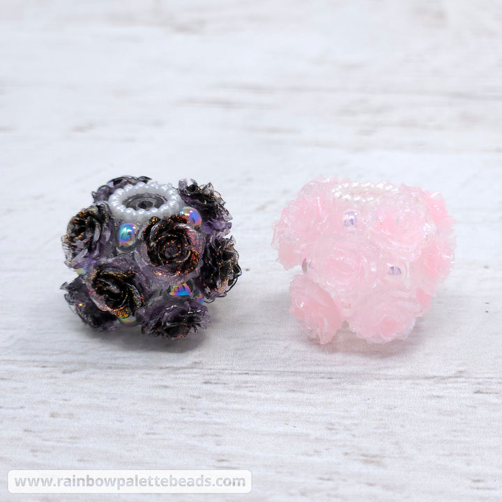 22mm Assorted Color Shimmer Rose & Pearl Acrylic Rondelle Spacer Beads - Beads