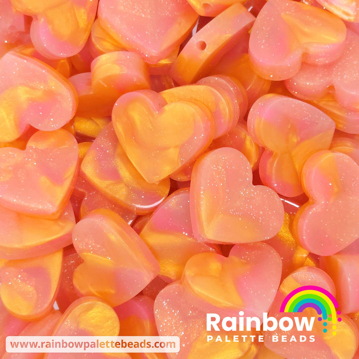 25mm Glossy Rose-Gold Glitter Jelly Silicone Heart Focal Beads Beads