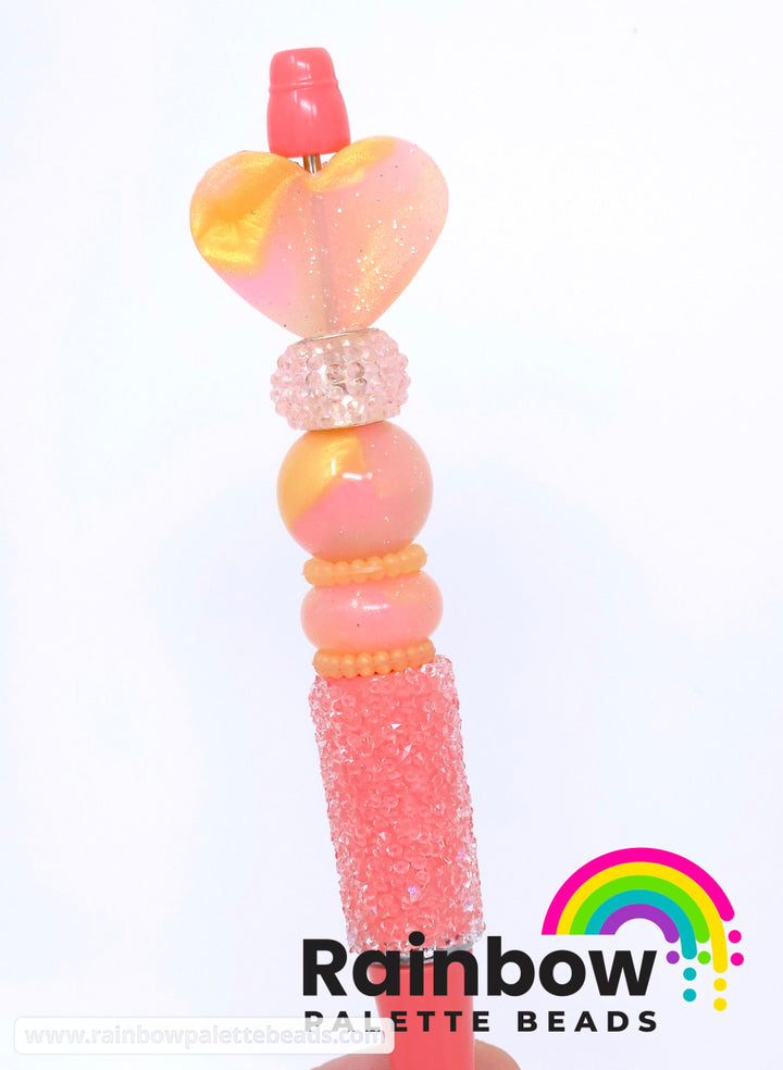 25mm Glossy Rose-Gold Glitter Jelly Silicone Heart Focal Beads Beads