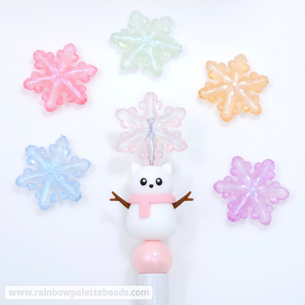 28mm Assorted Glow-in-the-Dark Iridescent Snowflake Bead Mix (10 beads) Beads
