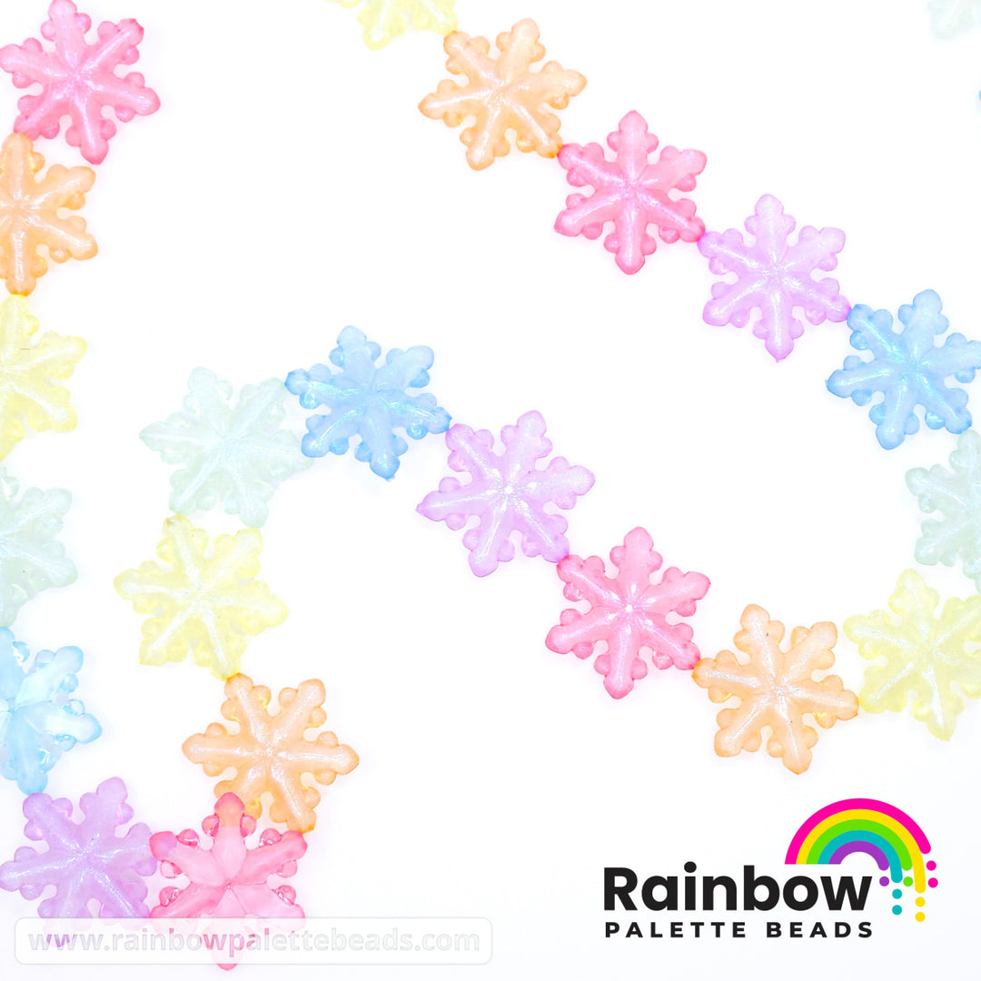 28mm Assorted Glow-in-the-Dark Iridescent Snowflake Bead Mix (10 beads) Beads