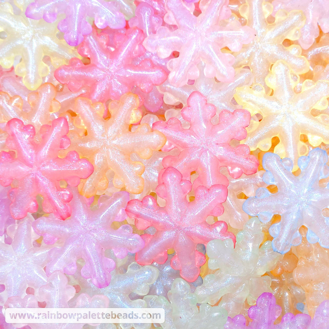 28mm Assorted Glow-in-the-Dark Iridescent Snowflake Bead Mix (10 beads) Beads