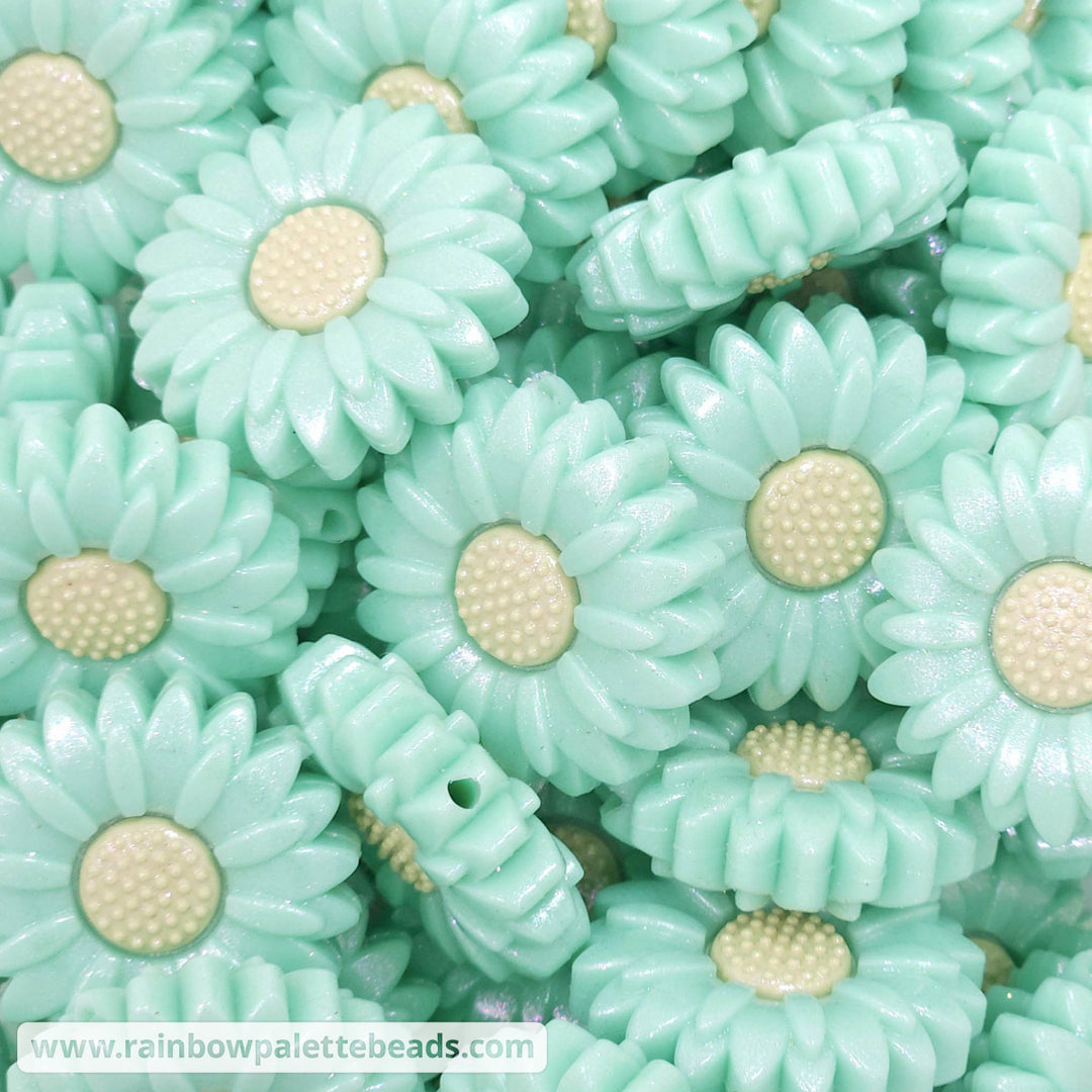 30mm Aqua Opal Daisy Flower Silicone Focal Beads Beads