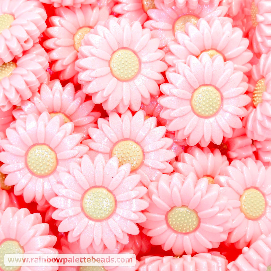 30mm Light Pink Opal Daisy Flower Silicone Focal Beads Beads