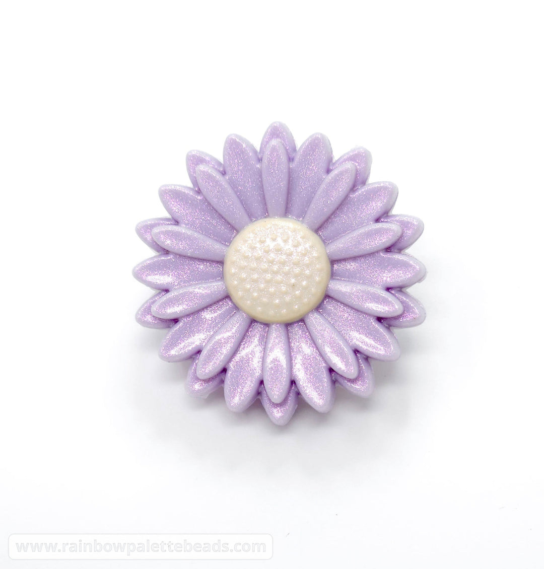 30mm Lilac Opal Daisy Flower Silicone Focal Beads Beads