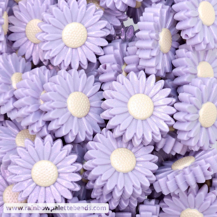 30mm Lilac Opal Daisy Flower Silicone Focal Beads Beads