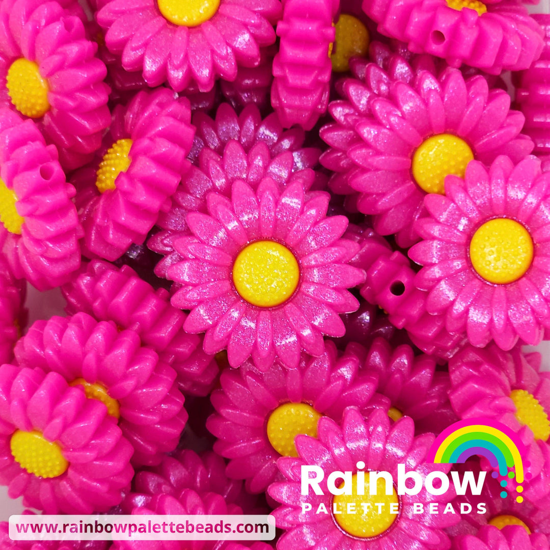 30mm Magenta Opal Daisy Flower Silicone Focal Beads Beads