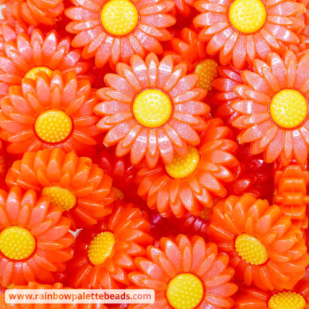 30mm Orange Opal Daisy Flower Silicone Focal Beads Beads