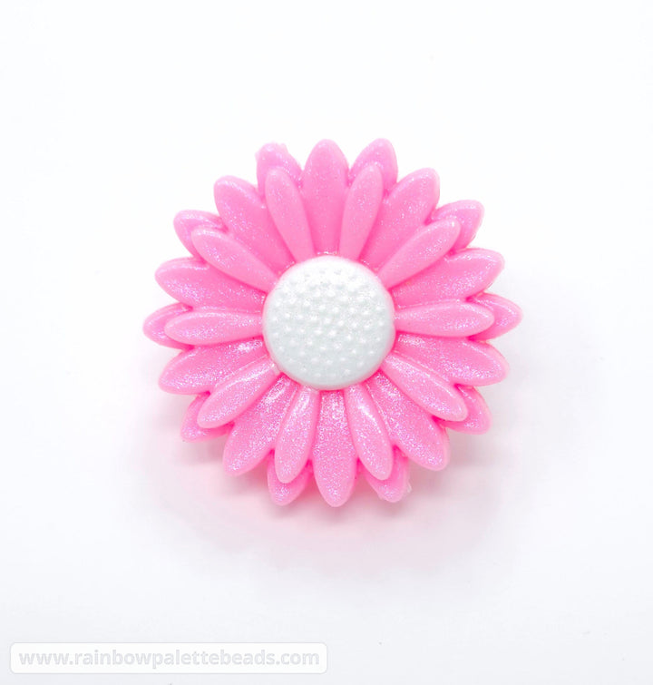 30mm Pink Opal Daisy Flower Silicone Focal Beads Beads