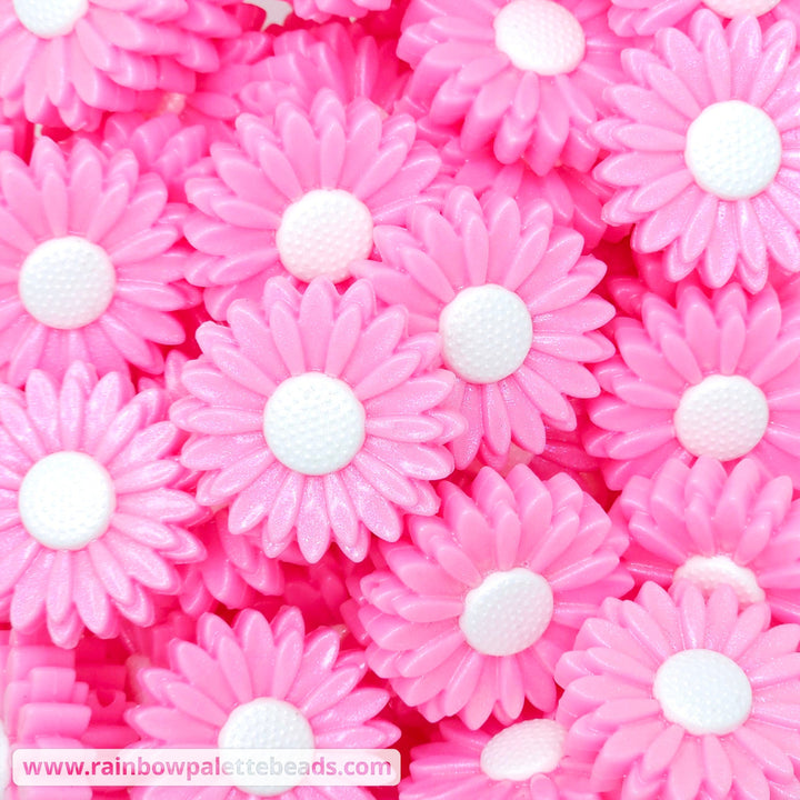 30mm Pink Opal Daisy Flower Silicone Focal Beads Beads