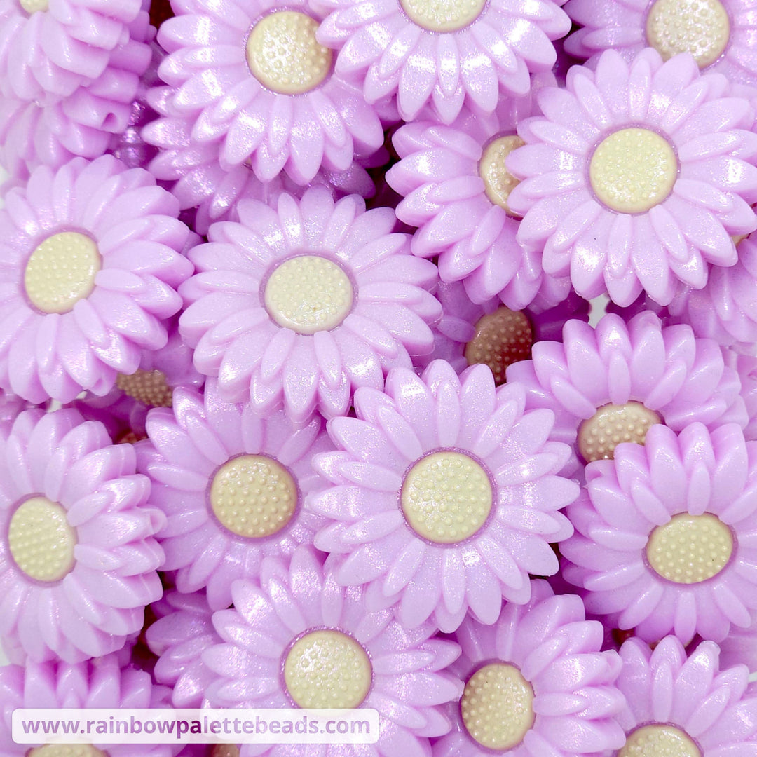 30mm Sweet Lilac Opal Daisy Flower Silicone Focal Beads Beads