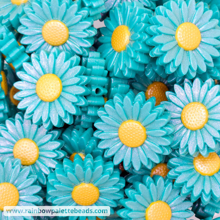30mm Turquoise Opal Daisy Flower Silicone Focal Beads Beads