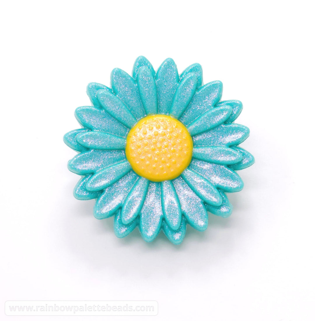 30mm Turquoise Opal Daisy Flower Silicone Focal Beads Beads