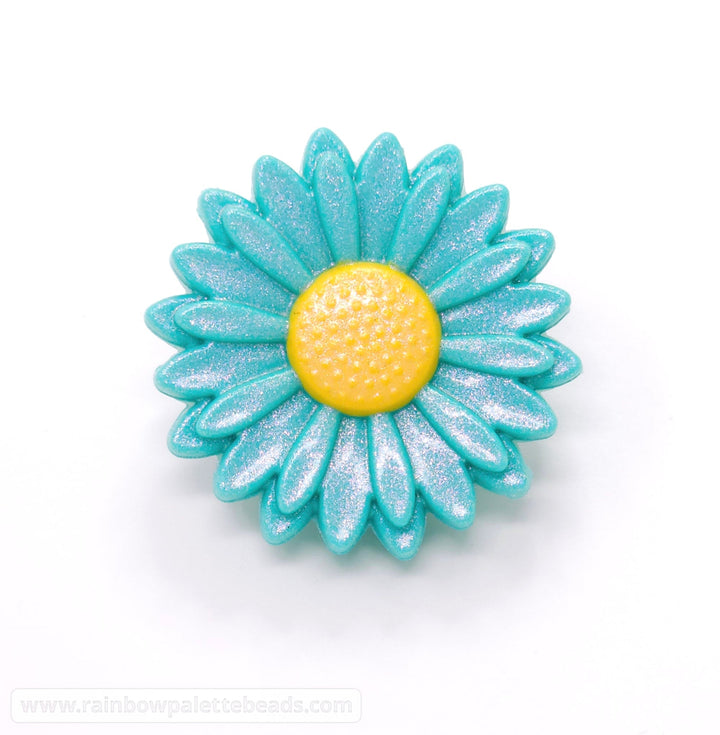 30mm Turquoise Opal Daisy Flower Silicone Focal Beads Beads