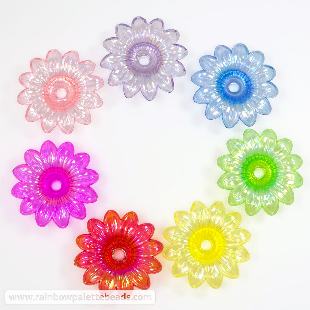 34mm AB Assorted Color Translucent Daisy Flower Bead Mix (multipack) - Beads