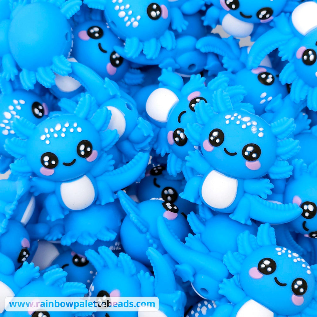 3D Axolotl Silicone Focal Beads Blue Beads