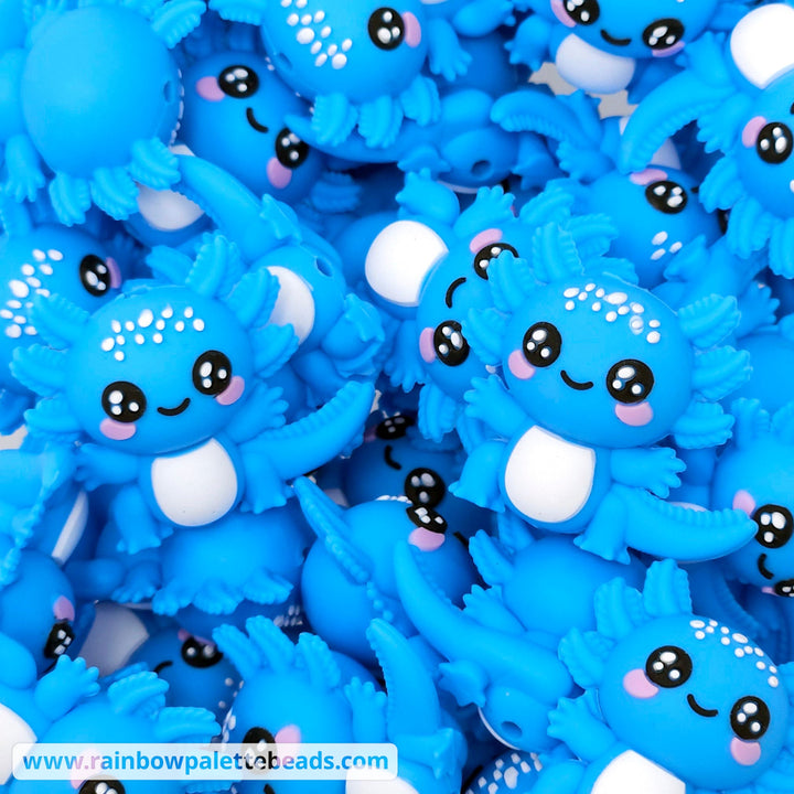 3D Axolotl Silicone Focal Beads Blue Beads