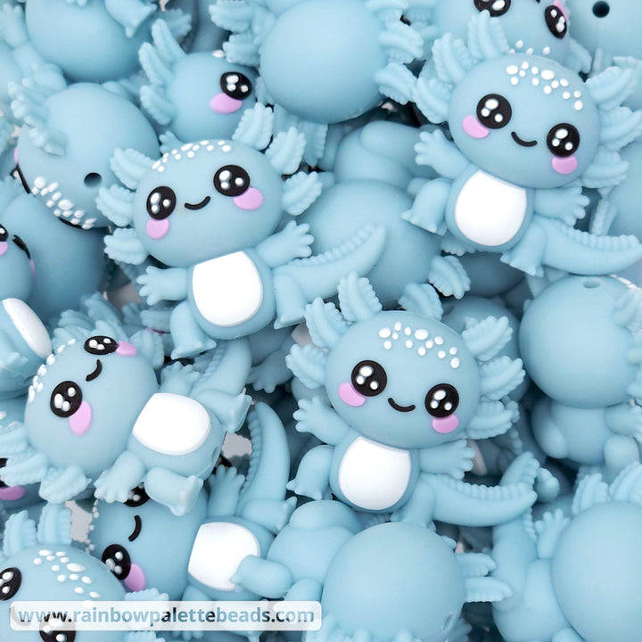 3D Axolotl Silicone Focal Beads Light Blue Beads