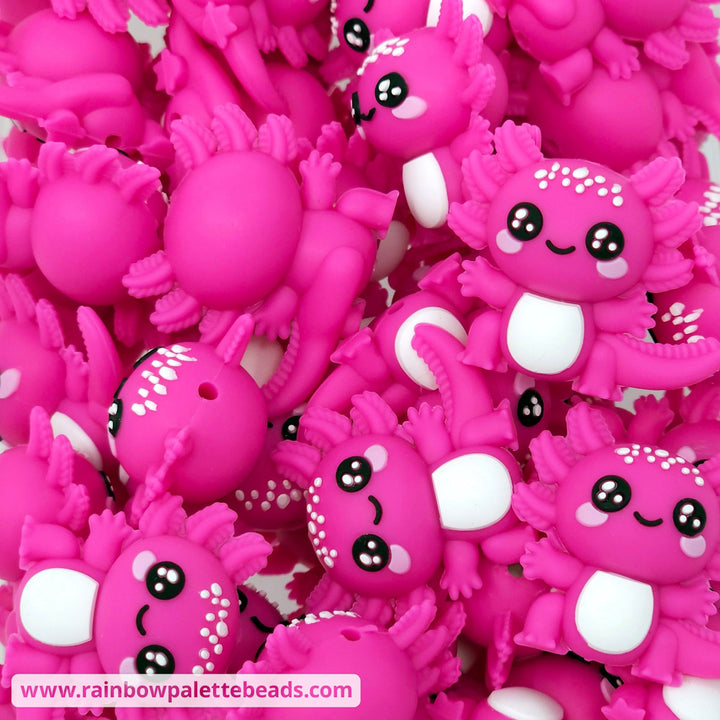 3D Axolotl Silicone Focal Beads Magenta Beads