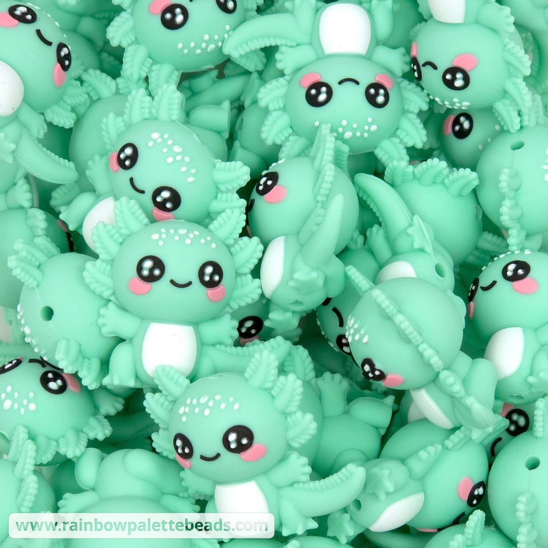 3D Axolotl Silicone Focal Beads - Mint - Beads