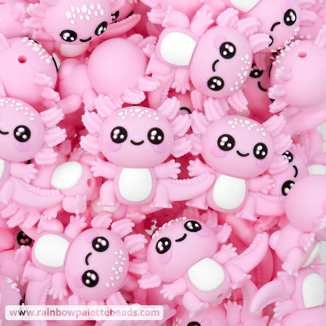 3D Pink Axolotl Silicone Focal Bead Beads