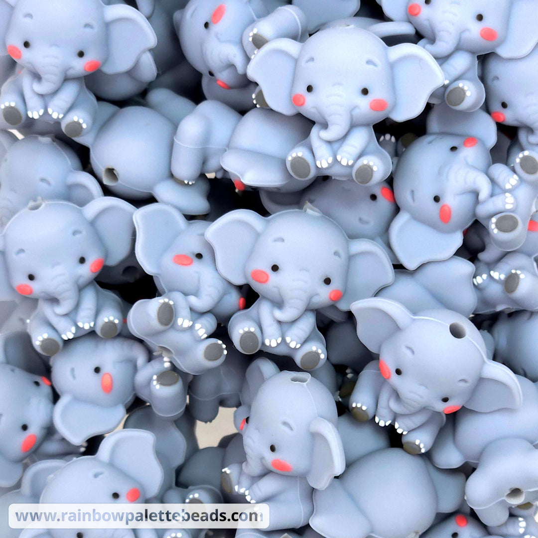 3D Blue-Gray Elephant Silicone Focal Beads Beads